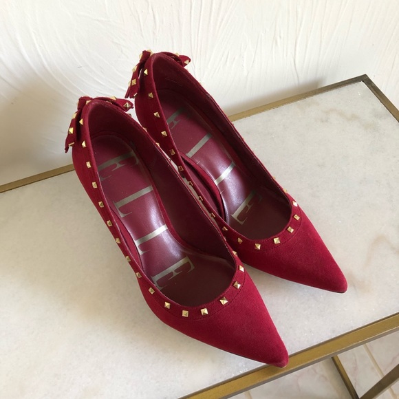 Elle Red Rockstud Bow Heels - Picture 5 of 9